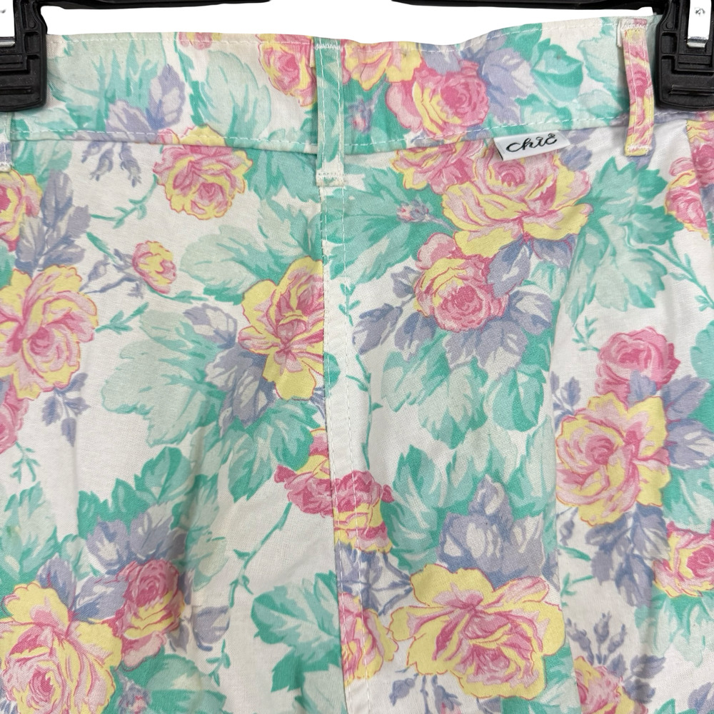 Chic Vintage Floral High Wiast 80s Pastel Pants USA Made Womens sz 24 x 27 - Picture 13 of 16